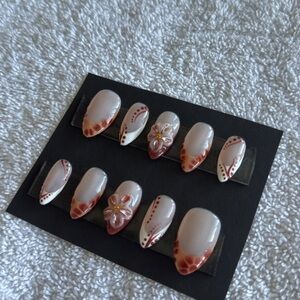 Floral Nail Art Set with Red Accents